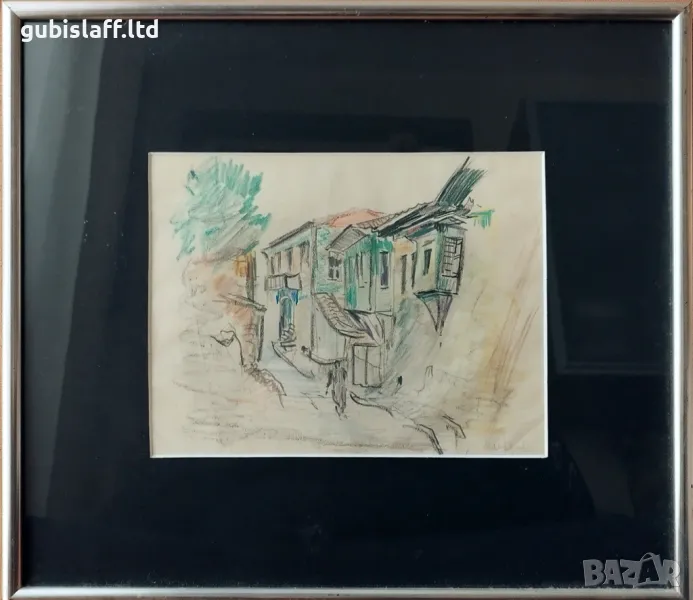 Картина "Пловдив", худ. Стоян Василев, 1950-те, снимка 1