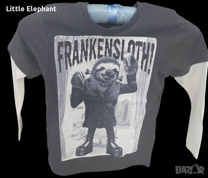 Блузка с дълъг ръкав за момченце на 4-5 год ленивец"Frankensloth",Англия/нова, снимка 1