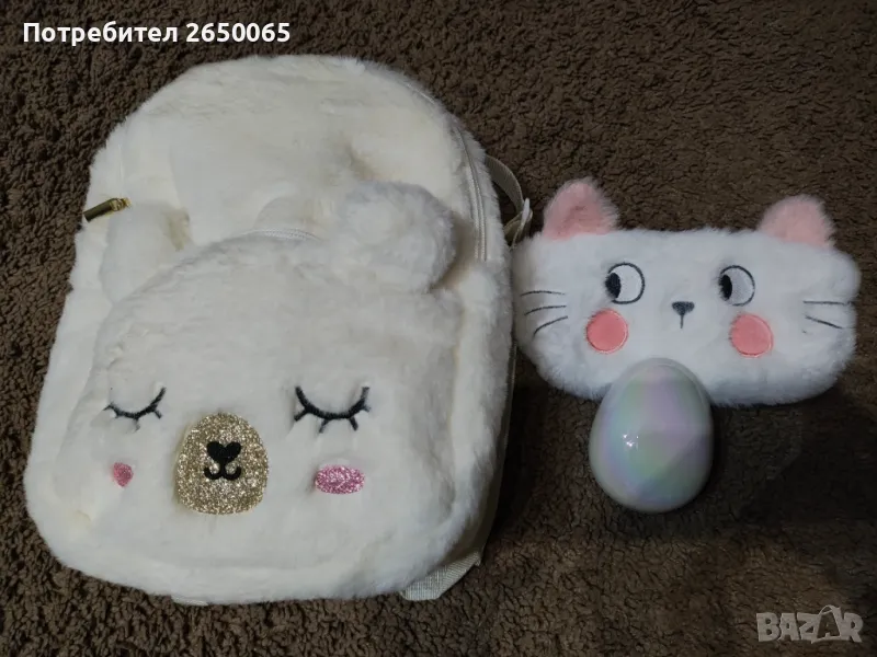 Ново! Детски комплект раничка пух-лукс, несесер и четка за коса! 3 части!, снимка 1