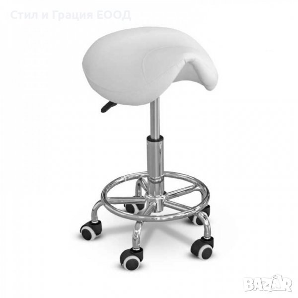 Козметичен стол - табуретка FM004-7 - бяла/черна 48/61см, снимка 1