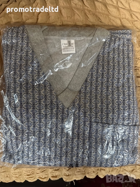 Българска мъжка пижама вата остро деколте номер 58 дълъг ръкав, снимка 1