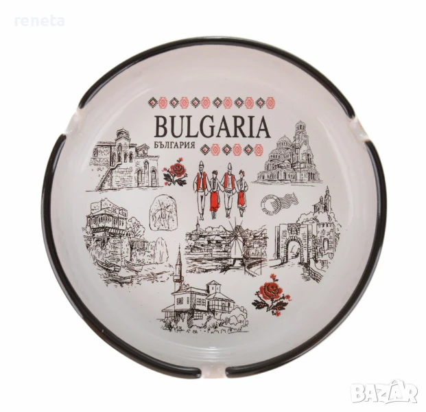 Пепелник България, Забележителности, Керамичен, 10х3 см, снимка 1