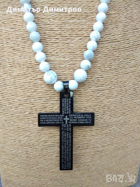 Изработва мъжки колиета с кръст от стомана камъни хаулит. Идея за подарък за мъж., снимка 1