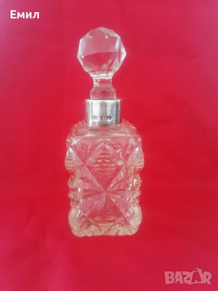 Антикварно шише за парфюм кристал и сребро , снимка 1
