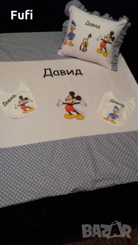 бебешки комплект чаршаф, възглавничка,лигавник,35лв, снимка 2 - Спално бельо и завивки - 32630036