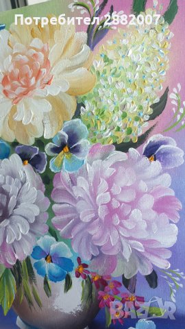 Картина "Богатство от цвят" маслени бои, платно с подрамка , снимка 3 - Картини - 33012997