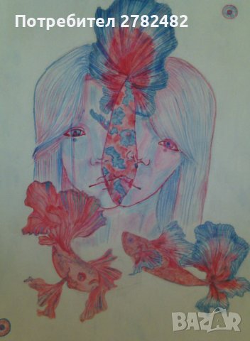 Рисунки с акварел, цветни моливи, тънкописец, снимка 9 - Картини - 37821412