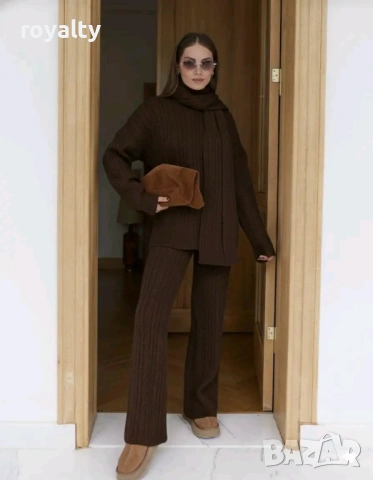 Дамски Комплект Плетиво Два Цвята , снимка 2 - Комплекти - 53057842