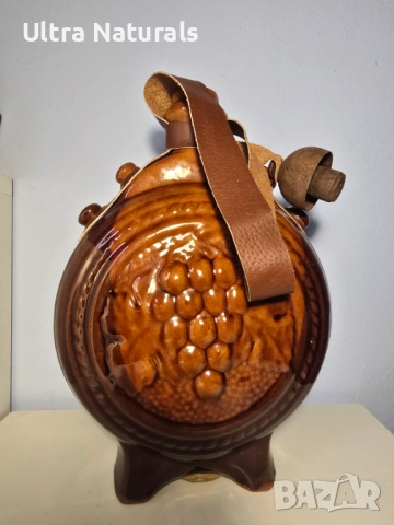 Керамична винтидж бъклица с релефно грозде като ново, снимка 5 - Антикварни и старинни предмети - 53126592