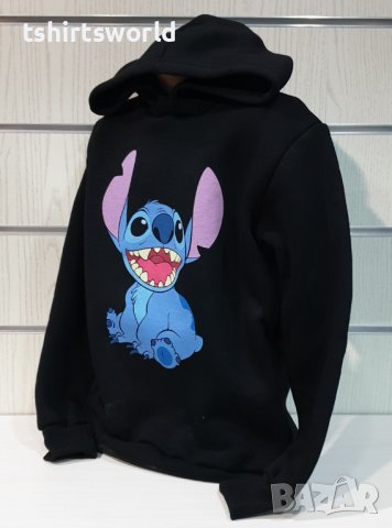 Нов детски суичър с дигитален печат Стич (Stitch) в черен цвят, снимка 7 - Детски анцузи и суичери - 38906846
