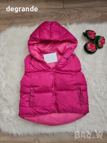 Дамски елек в бежаво зелено и циклама, снимка 2 - Елеци - 51128887