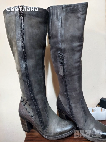 Нови ефектни ботуши в графит,36 номер, снимка 7 - Дамски ботуши - 52351928