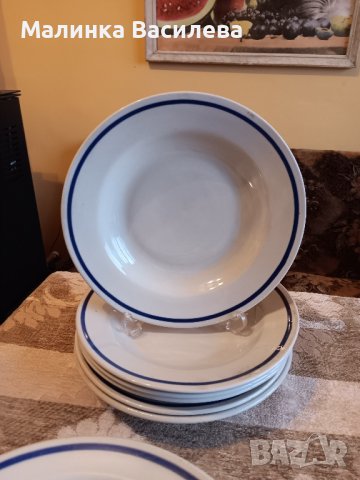 чинии със син кант , снимка 5 - Чинии - 43188400