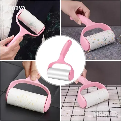 5724 Ролка за почистване на мъхчета и косми с лепящи листчета, снимка 5 - Мопове, кофи, четки и метли - 49180206