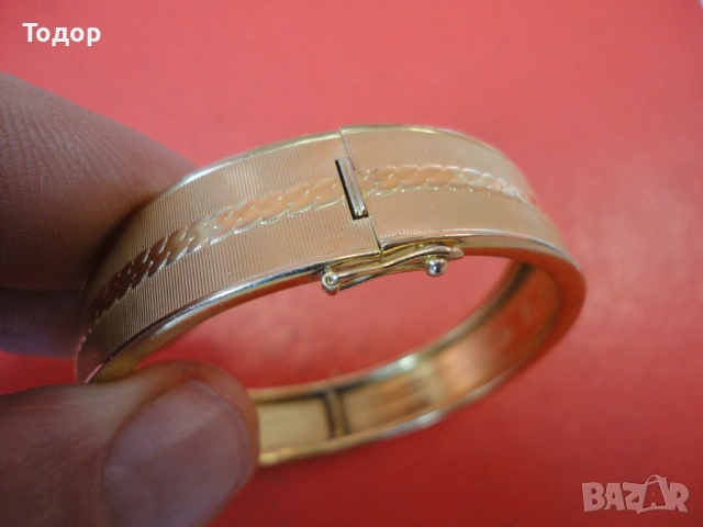 Уникална позлатена твърда гривна Amerikaner SP, снимка 4 - Гривни - 53301643