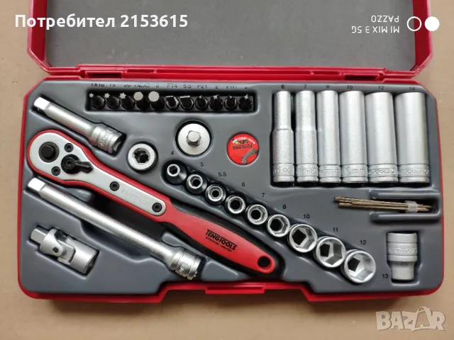 Teng tools тенг 1/4  малка гидория 36 части вложки камъни комплект хром ванадий, снимка 3 - Куфари с инструменти - 47017050