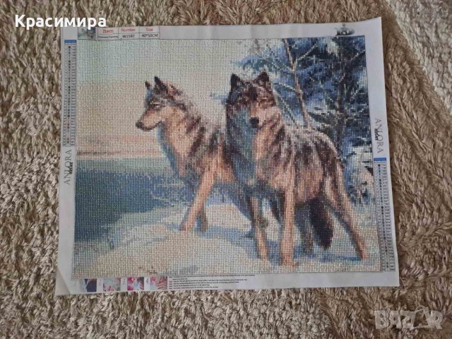 Диамантен гоблен "Вълци", снимка 1 - Гоблени - 43727841