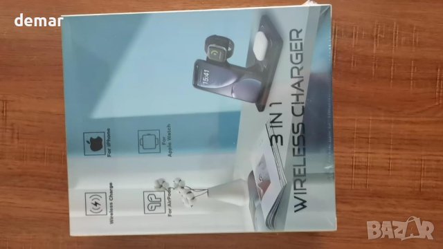 Безжично зарядно устройство 3 в 1 за iPhone, Apple Watch, AirPods (с адаптер ), снимка 8 - Безжични зарядни - 44104727
