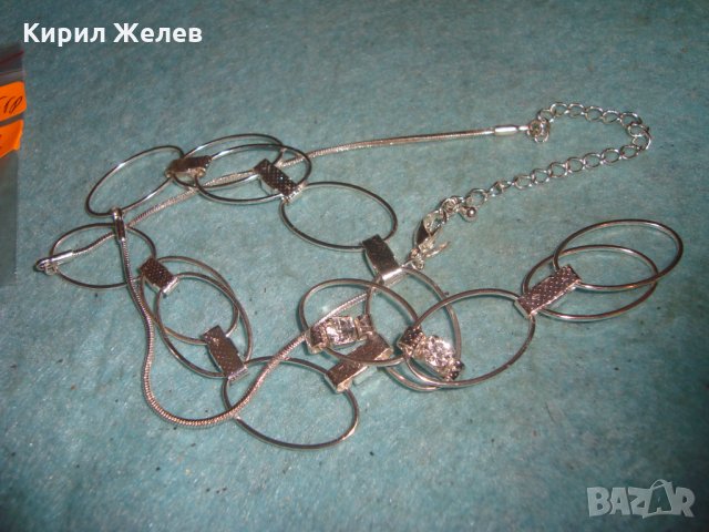 ПОСРЕБРЕНО ФЕШЪН КРИСТАЛНО КОЛИЕ ОГЪРЛИЦА 55281, снимка 5 - Колиета, медальони, синджири - 35321381