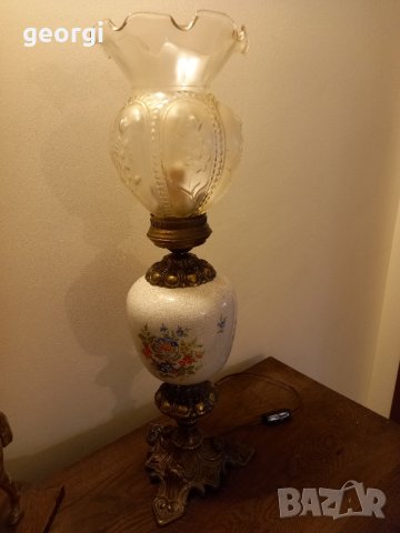 ретро бронзова настолна лампа , снимка 4 - Настолни лампи - 43861636