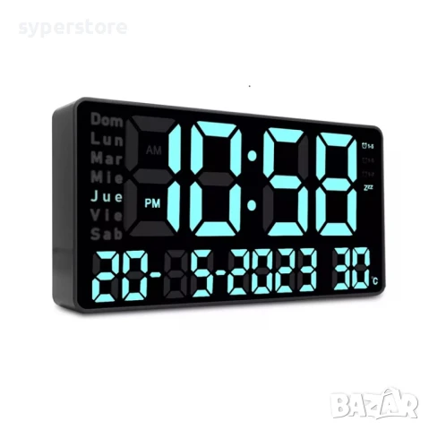 🕒Стенен часовник светещ, голям Digital One SP01116 jh2204 с вграден термометър, 220v ⏰