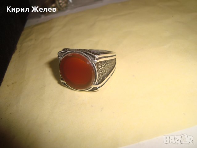 МАЙСТОРСКИ СРЕБЪРЕН МАСИВЕН ПРЪСТЕН с ШЛИФОВАН КАРНЕОЛ ОКСИДИРАНО СРЕБРО 925 ЮВЕЛИРНА ИЗРАБОТА 22380, снимка 11 - Пръстени - 33045520