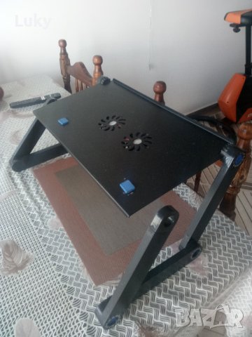 Масичка-поставка сгъваема,алуминий с USB вентилатор за лаптоп., снимка 1