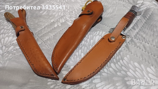 Собствено производство  ръчна изработка  кании за ножове телешки бланк 3,2мм в комплект с ножа , снимка 2 - Ножове - 51934195