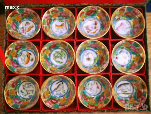 Китайски мини сервиз за чай със зодиакални рисунки , снимка 5 - Чаши - 28410707