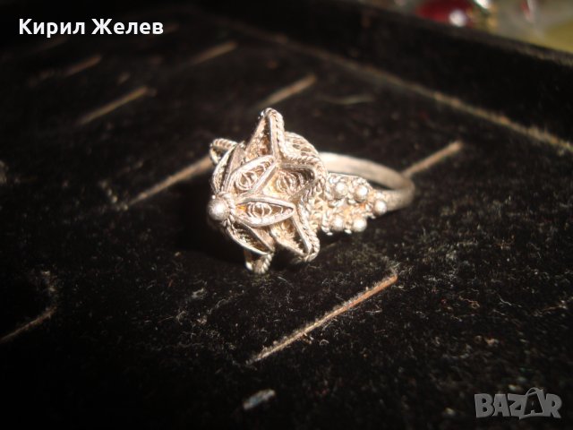 СТАРИНЕН СРЕБЪРЕН ПРЪСТЕН ФИЛИГРАН СРЕБРО 900 РЪЧНА ЮВЕЛИРНА МАЙСТОРСКА ФИНА ИЗРАБОТКА УНИКАТ 57501, снимка 14 - Антикварни и старинни предмети - 33051717
