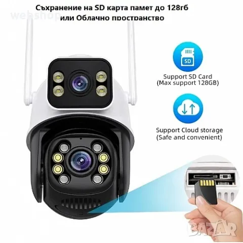ПРОМО!! Двойна външна Wi-Fi камера iCsee за наблюдение през телефона, снимка 7 - HD камери - 48528783