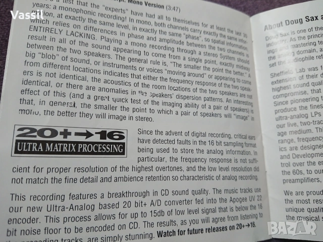 Sheffield XLO Test and Burn-In CD made in USA тестов компакт диск audiophile, снимка 5 - CD дискове - 47066665