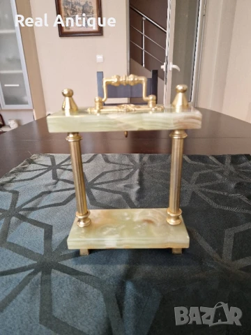 Страхотна антикварна белгийска стойка за джобен часовник бронз оникс , снимка 7 - Антикварни и старинни предмети - 50894861