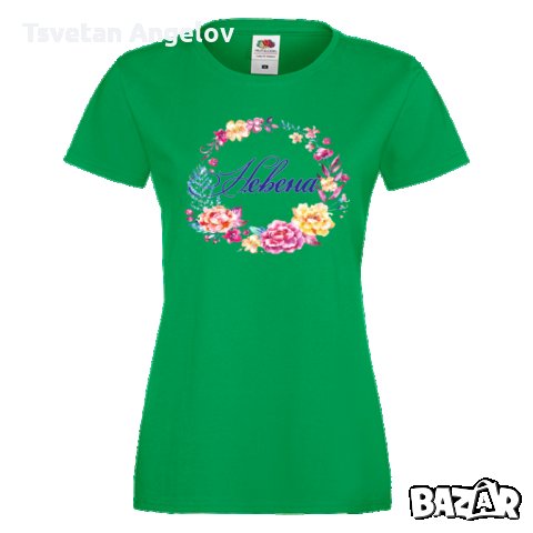 Дамска тениска Цветница Невена Цветен венец, снимка 2 - Тениски - 32640002