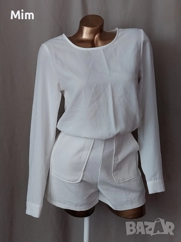 LOFTY S Бял къс гащеризон с дълъг ръкав 