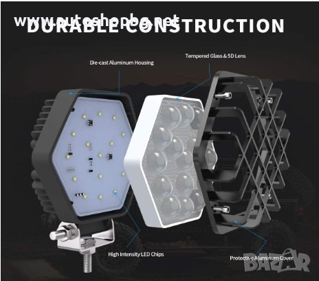 5-инчови 48W 4800 лумена LED светлини, Spot Light Pod, офроуд светлини, подходяща за лодка, джип, SU, снимка 3 - Аксесоари и консумативи - 42939707