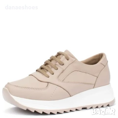 Дамски спортни обувки от естествена кожа  в бежов цвят , снимка 3 - Дамски ежедневни обувки - 42278116