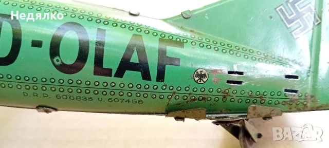 Немска ламаринена играчка,самолет,1930г.,Вермахт,оригинал , снимка 13 - Колекции - 50691479