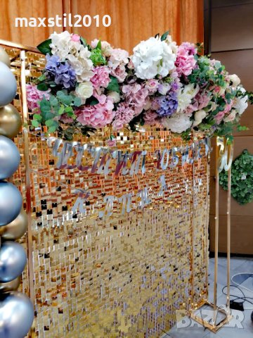 Блестяща стена от пайети в розово злато, снимка 4 - Декорация - 38993392