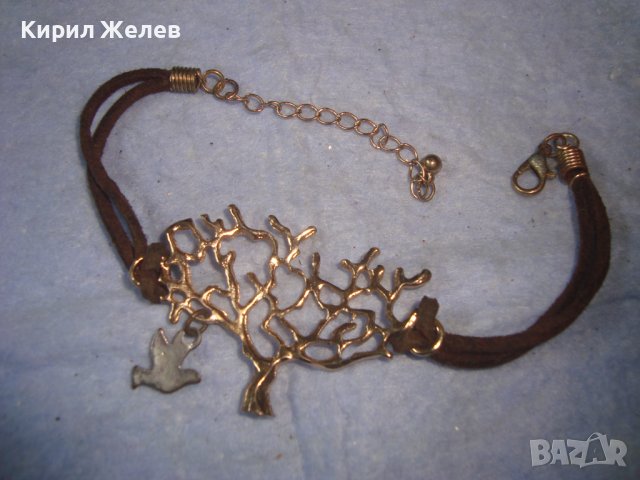 МНОГО КРАСИВА ПОЗЛАТЕНА ФЛОРАЛНА АРТ ГРИВНА с ФИГУРАЛНА ВИСУЛКА ГЪЛЪБЧЕ 15021, снимка 2 - Гривни - 37075961