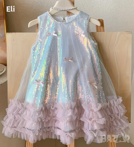 Детска рокля с пайети – летна принцеска с мотив „пеперуда“