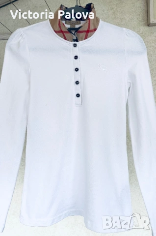 Модна къща BURBERRY BRIT дизайнерска блуза каре яка, снимка 8 - Блузи с дълъг ръкав и пуловери - 53397727