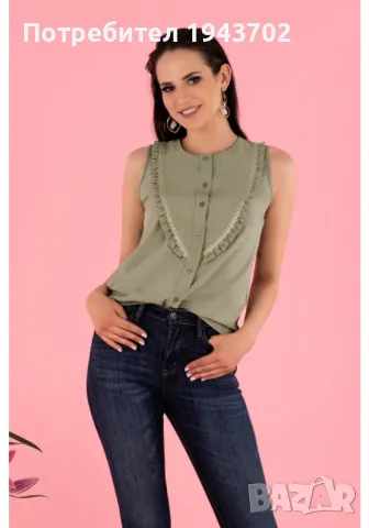 Блуза без ръкави в цвят каки Nenaria, снимка 1