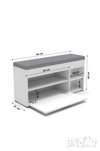 Шкаф за обувки с пейка / Шкаф пейка за обувки с възглавница, снимка 3 - Шкафове - 51804083