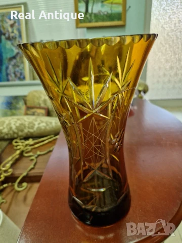 Прекрасна антикварна колекционерска кристална ваза Бохемия Bochemia , снимка 7 - Вази - 50821426