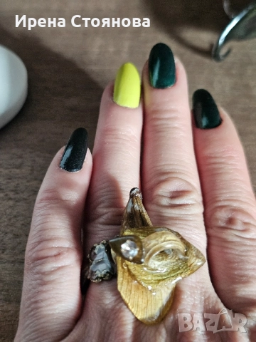 Регулируеми пръстенчета с естествен цвят на орхидея, лилиум и пауново перо , снимка 12 - Пръстени - 52387566