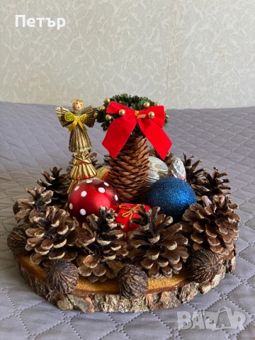 Коледна украса с шишарки, снимка 8 - Декорация за дома - 52294924