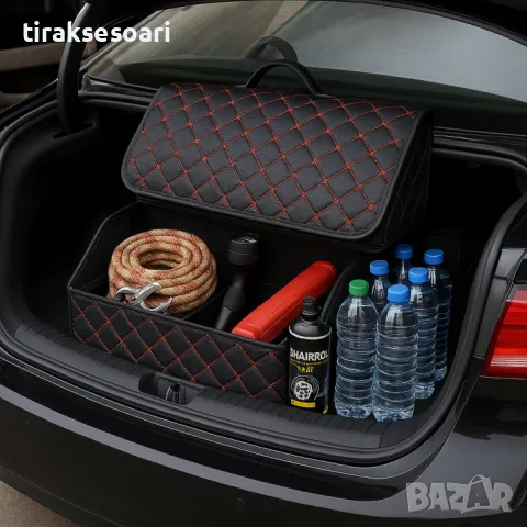 Черно с червено органайзер за багажник кутия за съхранение 66x30x30 см , снимка 4 - Аксесоари и консумативи - 50074538
