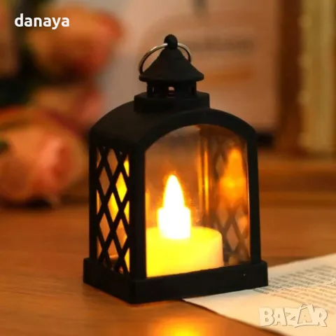 5418 Мини светещ коледен фенер ретро лампа, 9 см, снимка 5 - Декорация за дома - 47832431