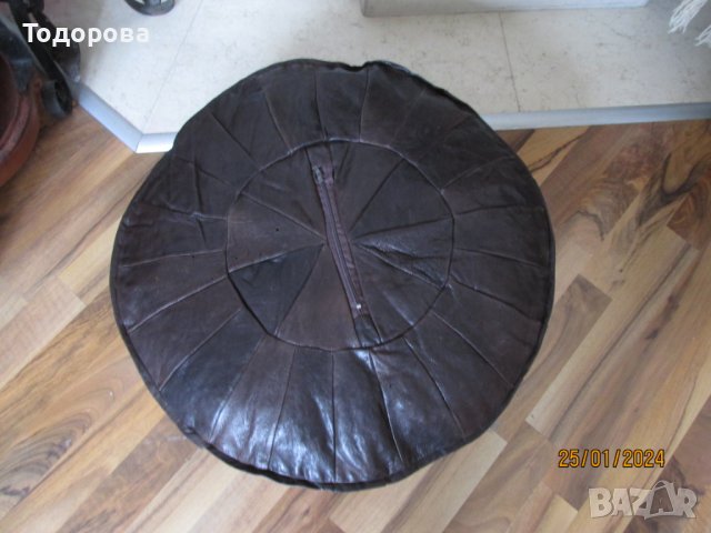 Пуф /ориенталска табуретка/ от естествена кожа, снимка 3 - Дивани и мека мебел - 34674170
